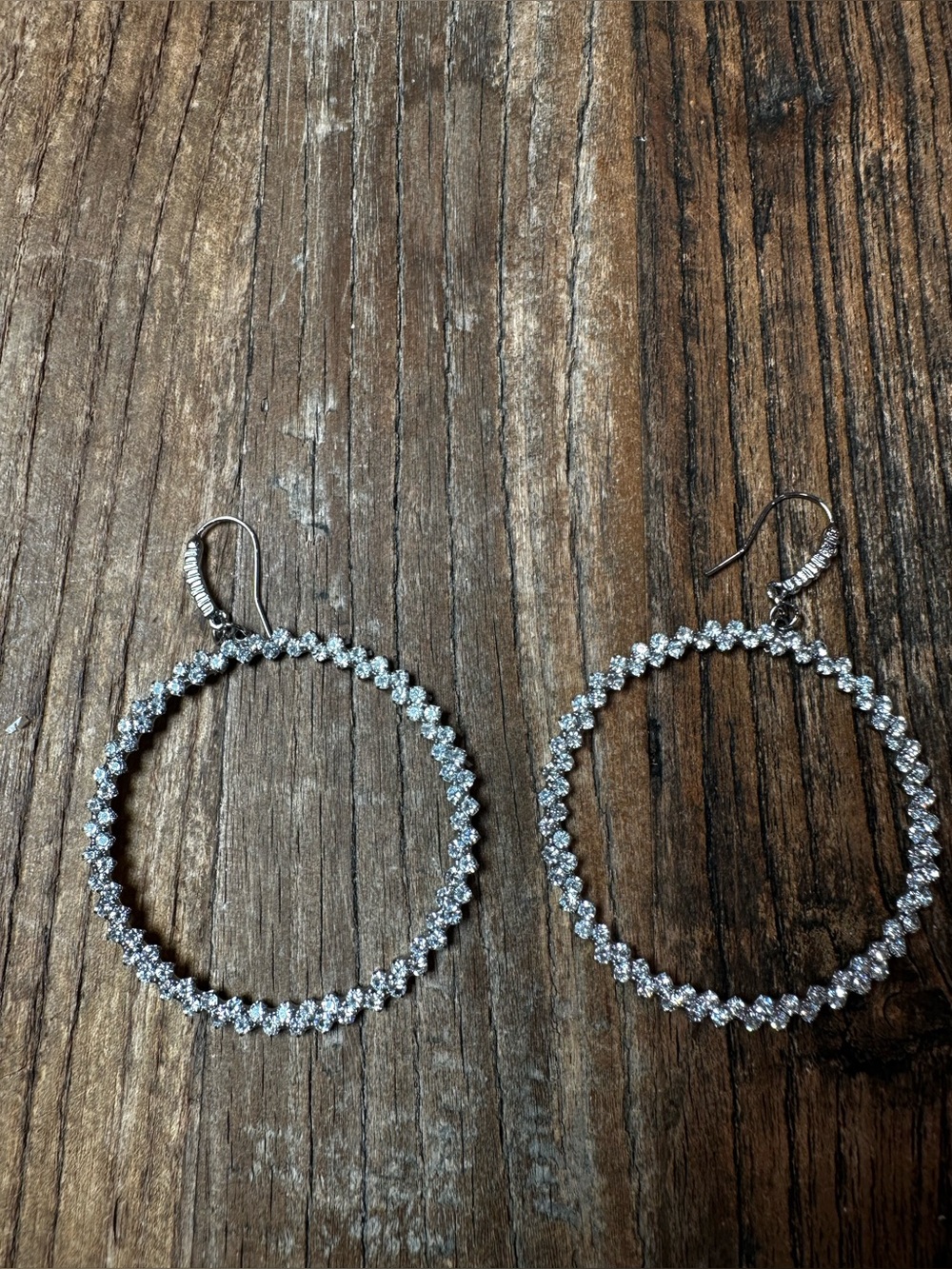 Sparkling Silver Crystal Hoop Earrings - Women Jewelry